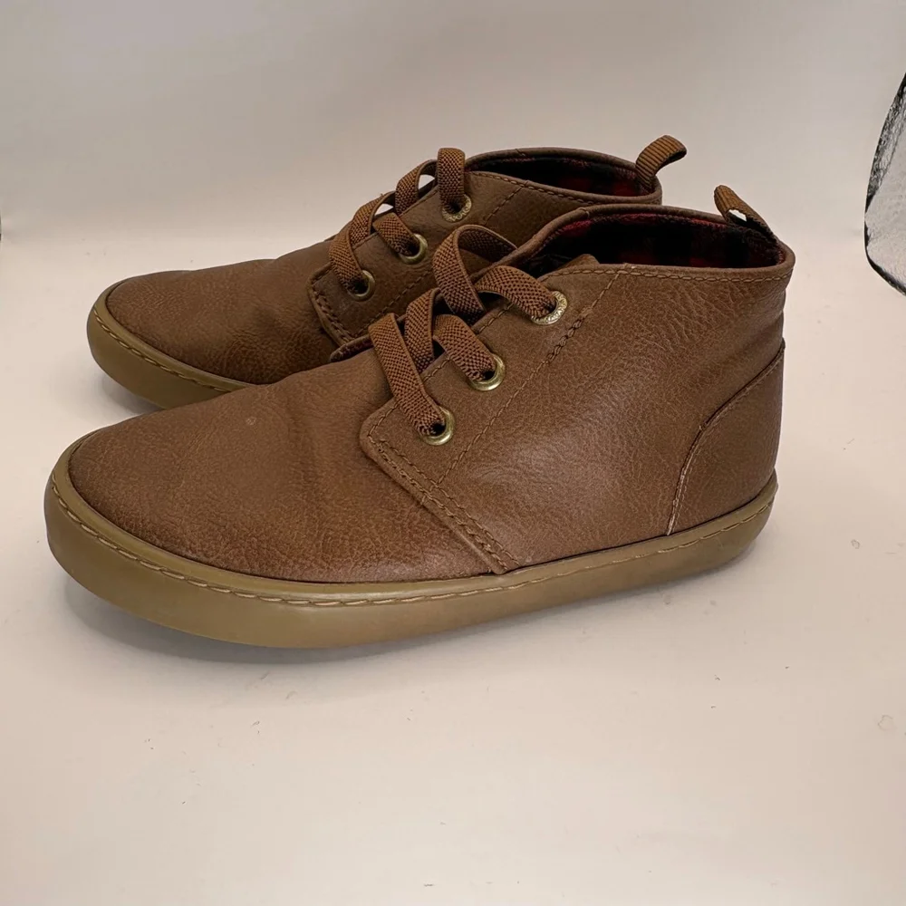 Boys Old Navy Brown Red Plaid Boots‎ Size 9 (Toddler Boy)